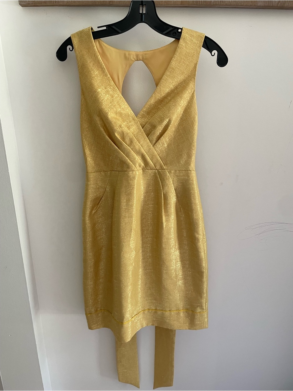 BHLDN Gold Sleeveless Wrap-Front Cocktail Dress